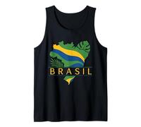 Brasil Brazil Flag Map Tropical Leaves South America Tank Top