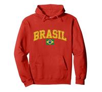 Brasil Flag Brazil Proud Roots Pullover Hoodie, Adult Unisex, Red, X-Large