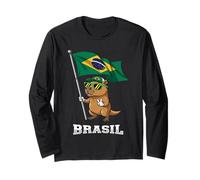 Brasil Flag Capybara Brazilian Pride Brasilian Roots Brazil Long Sleeve T-Shirt