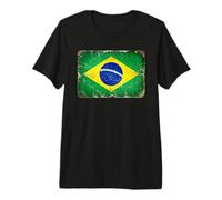 Brasil Flag Distressed Premium T-Shirt