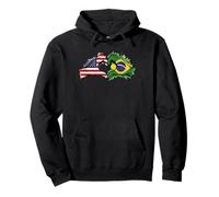 Brasil Flag Half Brazil Half America Brazilian Pride Pullover Hoodie