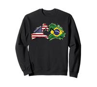 Brasil Flag Half Brazil Half America Brazilian Pride Sweatshirt