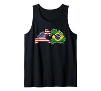 Brasil Flag Half Brazil Half America Brazilian Pride Tank Top