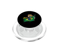 Brasil Flag Leopard Brazilian Pride Brasilian Roots Brazil PopSockets PopGrip for MagSafe