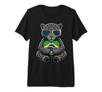 Brasil Flag Leopard Brazilian Pride Brasilian Roots Brazil Premium T-Shirt
