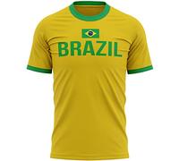 Brasil Flag Mens T Shirt, Brazil Football Supporters, Brazilian Fans Gift idea for Him, Brazil Country Flag Top, Yellow and Green Football Tee, S, Yellow/Green