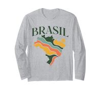 Brasil Retro Travel Style South America Pride Artwork Long Sleeve T-Shirt