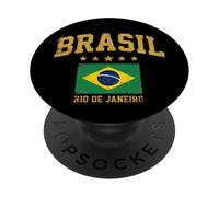 Brasil Rio De Janeiro Vintage Distressed Flag PopSockets Adhesive PopGrip