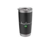 Brasileira Script Typography with Brazil Flag Stainless Steel Insulated Tumbler