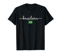 Brasileira Script Typography with Brazil Flag T-Shirt