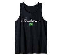 Brasileira Script Typography with Brazil Flag Tank Top