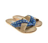 Brasileras Women's Slip-Resistant Sandals-Tren Loom-Comfortable Beach/Pool/Urban Shoes - Blue - 5-5.5 UK