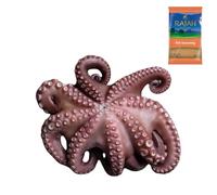 Brasmar Cleaned & Gutted Octopus 1-2kg with Rajah Fish Seasoning 100g - Halal Certified - Tender Whole Octopus for Mediterranean, Spanish & Greek Recipes - Premium Frozen Seafood Pack