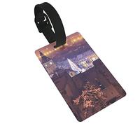 Brasov Night Scene 2 Pcs Luggage Tags, Privacy Cover ID Label Loop and Address Card for Travel Bag Suitcase
