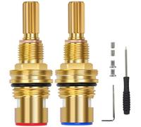 Brass 1-001 & Brass 1-002 Ceramic Valve Cartridge Set, Replacement Hot Widespread Cartridge and Cold Widespread Faucet Cartridge Replacement