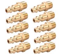 Brass 1/4 Inch NPT Male Hose Quick, Coupler Plug Kit, Compressor Fittings 10Pcs (Male NPT)