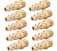 Brass 1/4-Inch NPT Male Industrial Air Hose Quick Connect Adapter,Air Coupler and Plug Kit,Air Compressor Fittings 10pcs (Male NPT)