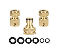 Brass 2-in-1 Outdoor Tap Connector Kit With 3/4 & 1/2 inch Female Threaded Adapter, Quick Hose Pipe Fittings for Garden Tube (3 Pack)
