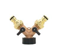 Brass 2-Way Garden Tap Female 3/4 Y Irrigation Valve Water Splitter Quick Connector Hose 1 Set(BSP-A)
