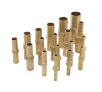 Brass 2 Way Reducing Straight Hose Barb Barbed Pipe Fitting Reducer Copper Coupler Connector Adapter for Air Fuel Gas Water(8mm-16mm Barb)
