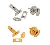 (Brass, 2 x Rack Bolt + 2 x Oval Thumbturn) Dzina Door Rack Bolts Optional Thumb Turn or Key Chrome or Brass