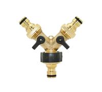 Brass 3/4" Female 2 Way Tap Water Splitter 16mm Nipple Garden Tap Y Quick Connector Irrigation Valve Hose Pipe Adapter 1pcs(B)