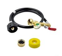 Brass 3 Foot For QCC Tank Interface Adapter with Pressure Gauge and Glow-in-Dark Strap for Secure Propane Butane Bottle Refilling Tasks (3FT)