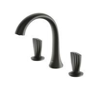Brass 3 Hole Double Handle Elegant Bathroom Sink Faucet Luxury Basin Bathtub Tap with Hot Cold Water Mixer，Gray