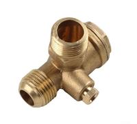 Brass 3-Port Air Compressor Check Valve with 20mm Male Threaded Connectors for Tube, Pressure Tank & Piston - Gold Finish, 1 pc