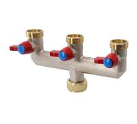 Brass 3-Way Faucet Distributor 3/4" Garden Hose Connector Water Splitter with Adjustable Flow Control for Outdoor Irrigation Systems Washing Machines Dishwashers High Pressure 170x85x50mm