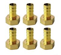 Brass 4-Point Internal Thread Barbed Connectors 6-Pack for Secure Attachment to Standard Hoses in Fluid Control and Pneumatic Systems (4-12)