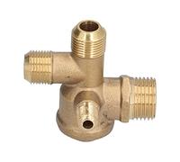 Brass 4 Way Air Compressor Valve, Double Pipe Check Valve Accessory, High Strength Tube Connector for Air Compressor System with Quick Installation (10 * 16 * 16 * 20.5mm)