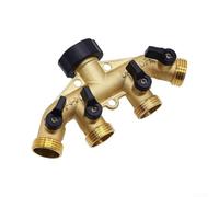 Brass 4-Way Garden Hose Splitter 65x32in Leakproof Kit
