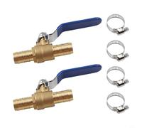 Brass 5/8 Inch Hose Barb Ball Valve Set 2 Pcs Suitable for Water Oil Gas and Steam Within Specified Temperature Range