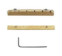 Brass 6 String Electric Guitar Saddle - Height Adjustable Replacement Part for Improved Sound Quality - Includes Adjustable Base Plate Saddle