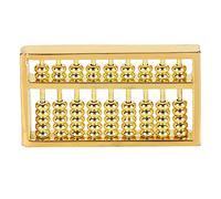 Brass Abacus, 1.5 Inch Mini 9-Rod Chinese Calculator Counting Tool, Vintage-Style Math Educational Device for Kids Adults with Feng Shui Wealth Symbol