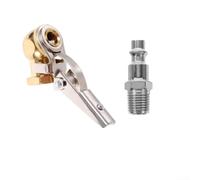 Brass Air Compressor Hose Fitting 1/4 NPT with Clip, Quick Twist Connector for Car Tire Inflator, Sturdy Leak-Resistant Nozzle for Easy On-The-Go Inflation(1pc)