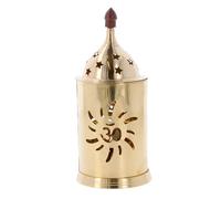 Brass Akhand Diya with Cover Akhand Jyot Aum Om Shade Cover Religious Deepak Oil Lamp Decorative Lantern for Pooja Aarti Navratri Diwali Hindu Rituals Temple Home Gift (No.4-22cm)
