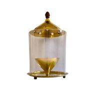Brass Akhand Jyoti Diya Oil / Ghee Lamp with Glass Cover & Lid Traditional Pooja Lamp for Mandir Temple Prayer Room Diwali Decoration Hindu Religious Jyot (Sold Individually, Multiple Sizes) (No 3)