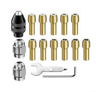 Brass and Alloy Steel Drill Chuck Collet Set 16 Pcs for Mini Drill Bits 0 8 to 3 2mm with Quick Change Keyless Chuck, Safe and Construction with Enhanced Grip and Stability