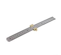 Brass and Stainless Steel Marking Gauge Ruler with Metal Stop for DIY Woodworking - 30 cm / 12 in Dual-Scale Carpenter's Layout Tool