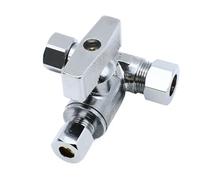 Brass Angle Stop Add-A-Tee Valve, 3/8" * 1/4" Comp. OD. 1/4 Turn; 1Pcs/Case; Lead Free