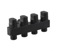 Brass Angle Type Water Distributor Valve Supporting One Inlet and Four Outlets for Fixture Connections (Black)