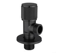 Brass Angle Valve for Bathroom Sink Water Inlet with G1/2 Threaded Connection, Solid Brass Stop Valve for Basin Faucet Supply, Wall Mounted Outlet Divide(Black)