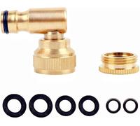 Brass Angled Tap Connector, 2 in 1 Outside Tap Connector 1/2" & 3/4",90° Elbow Female Rotating Hose Connector 360°,Garden Outdoor Hose Tap Adapter,Female Threaded Faucet Hosepipe Fittings