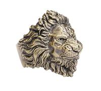Brass Angry Lion Ring Huge Biker Rock Punk Jewellery BR383A UK Size P½~Z5 (UK U½ (63.4mm))
