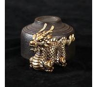Brass Animal Décor,Tea Pet,6.5x4.5cm Solid Brass Zodiac Dragon Small Statue Desktop Ornament Chinese Mythical Beast Figurine Vintage Home Feng Shui Decoration Crafts