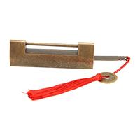 Brass Antique Padlock, Chinese Old Style Fish Horizontal Padlock, Exquisite Rustproof Vintage Decorative Lock with Key, Spacing 5.9cm for Jewelry Boxes Cabinets and Furniture (Bronze)