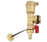 Brass Automatic Air Vent End Unit for Underfloor Heating Manifolds with Drain Function Compatible with 1 in 1/2 in 3/4 in Manifold Connections (1/2 in)