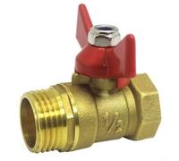 Brass Ball Valve 1/2 inch (DN15) Threaded Shut-Off Valve with Red Butterfly Handle for Water, Oil & Non-Corrosive Gas Systems